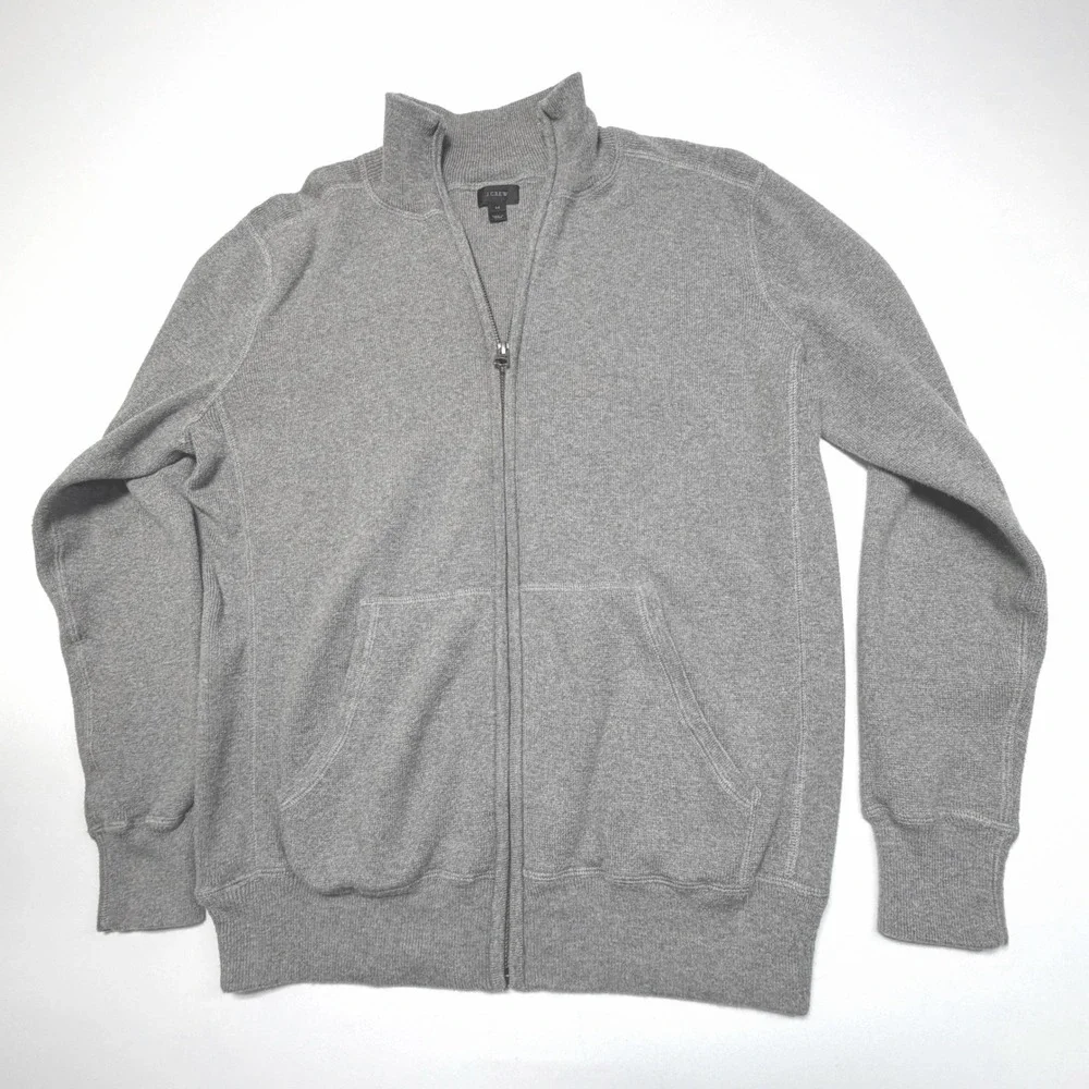J.Crew Men's Cotton-Cashmere Zip Sweater – Gray – Size M